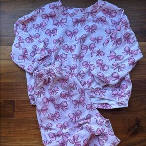 🎀💕 Little One Shop Pink Bows Oversized Jogger Set – 12/18m, Coquette Vibes 💗